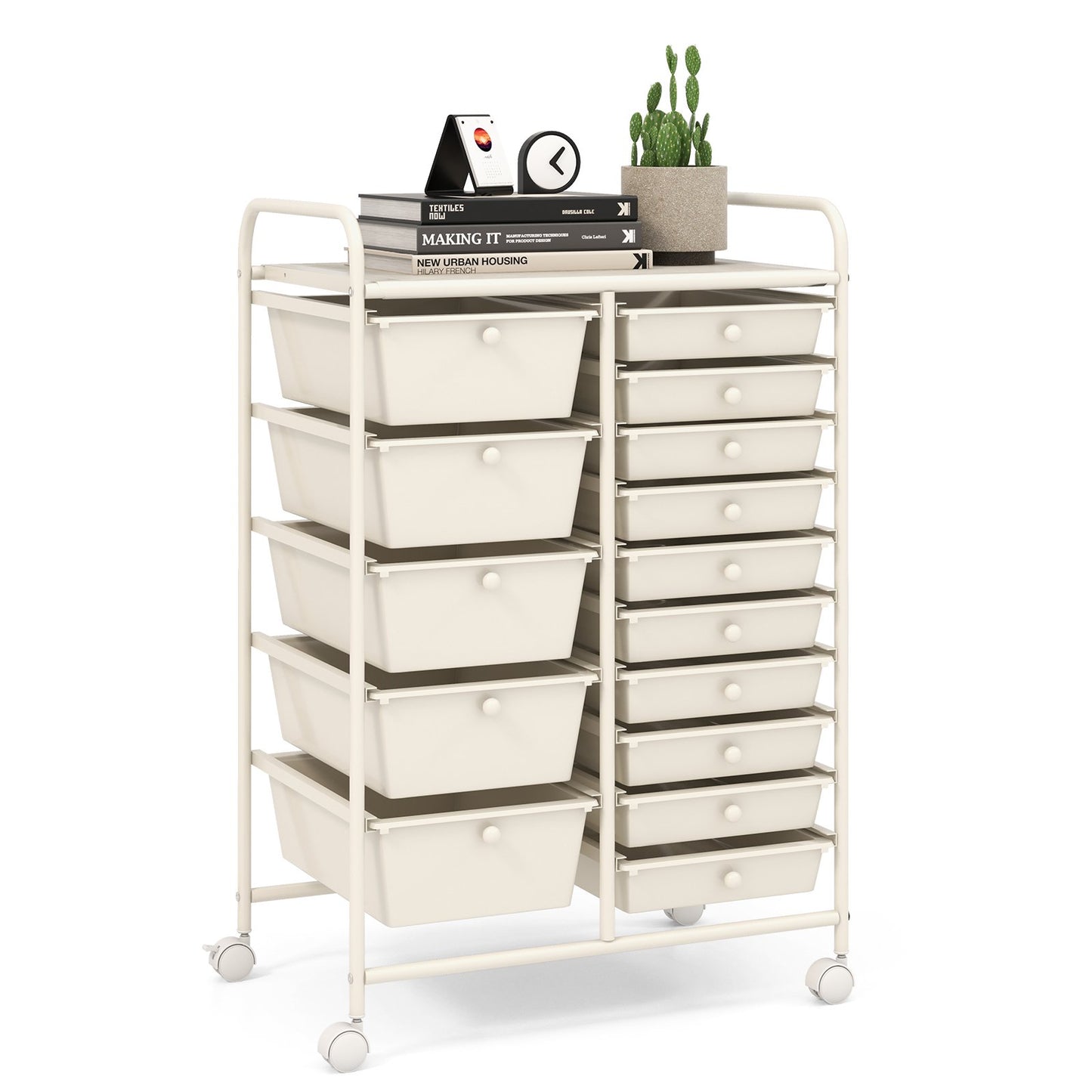 15-Drawer Utility Rolling Organizer Cart Multi-Use Storage-Black