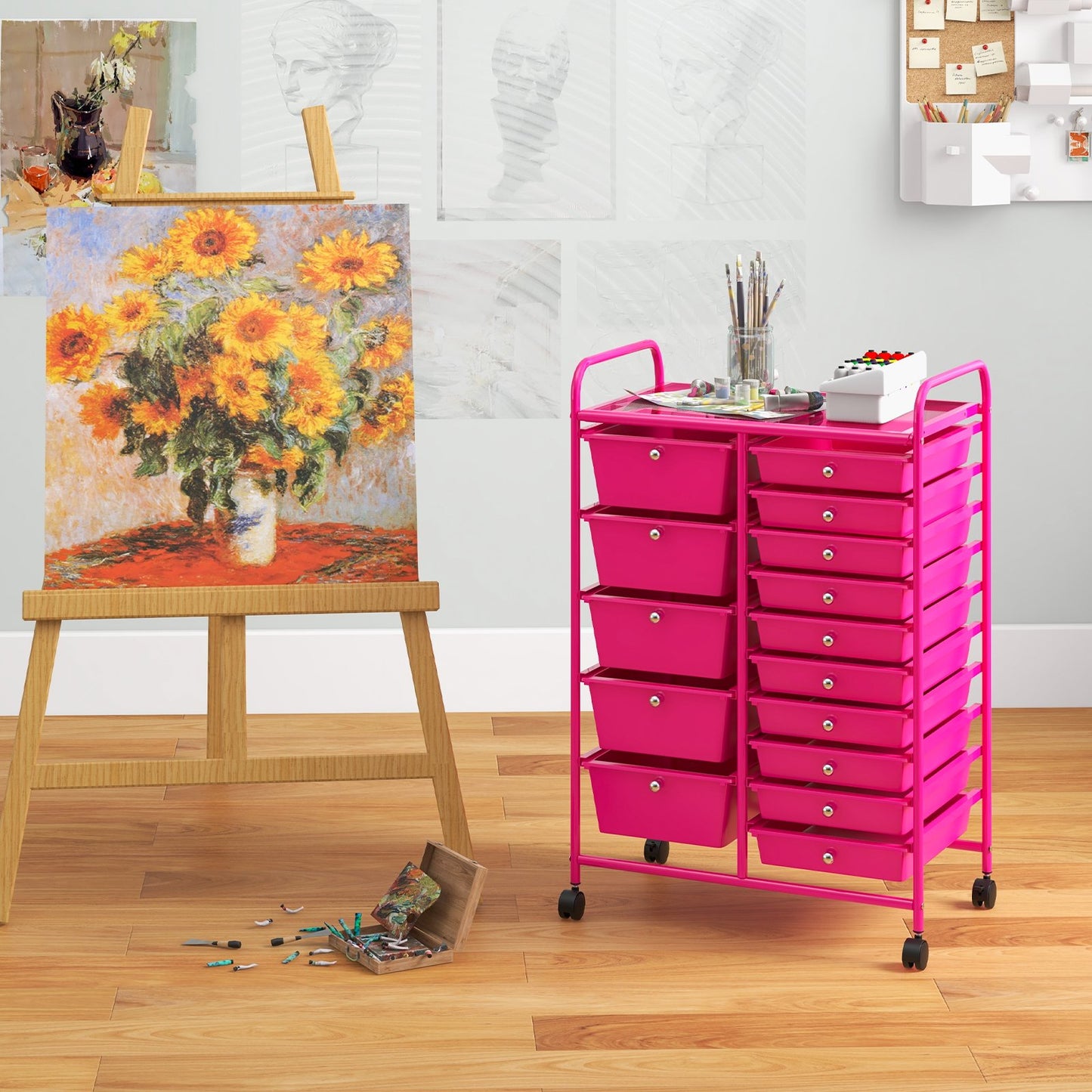 15-Drawer Utility Rolling Organizer Cart Multi-Use Storage-Black