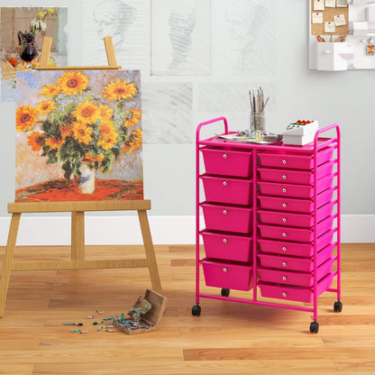 15-Drawer Utility Rolling Organizer Cart Multi-Use Storage-Black