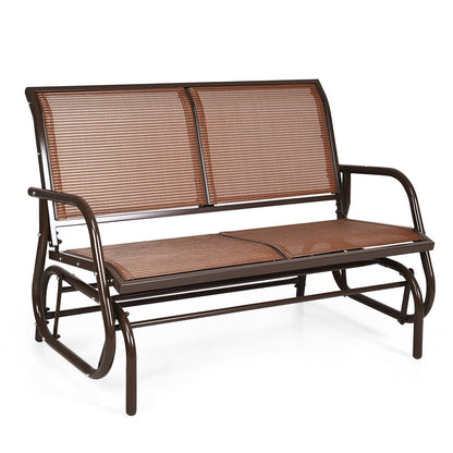 Swing Glider Chair 48 Inch Loveseat Rocker Lounge Backyard-Beige