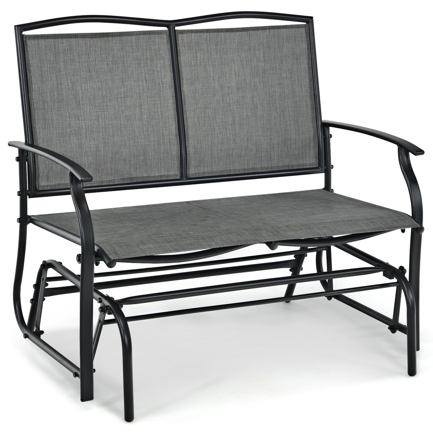 Iron Patio Rocking Chair for Outdoor Backyard and Lawn-Black