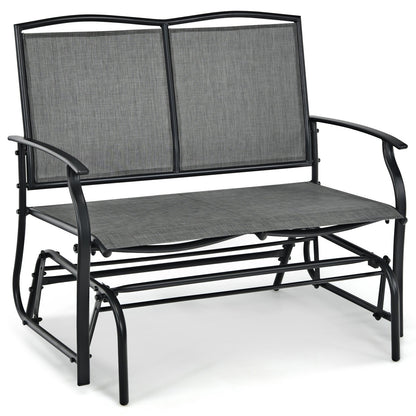Iron Patio Rocking Chair for Outdoor Backyard and Lawn-Black