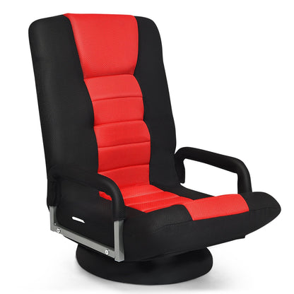 360-Degree Swivel Gaming Floor Chair with Foldable Adjustable Backrest-Blue