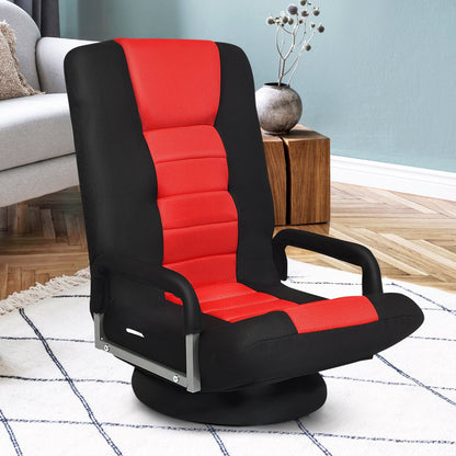 360-Degree Swivel Gaming Floor Chair with Foldable Adjustable Backrest-Blue