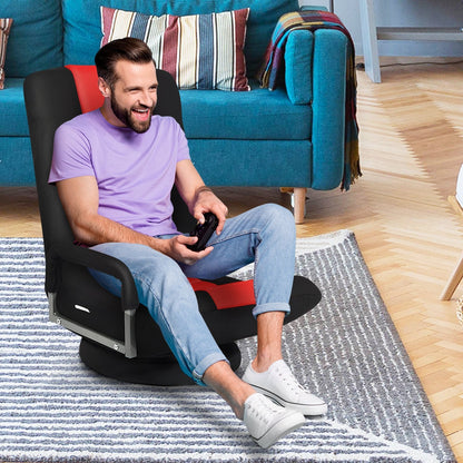 360-Degree Swivel Gaming Floor Chair with Foldable Adjustable Backrest-Blue