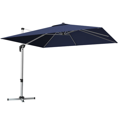10 ft 360 Degree Tilt Aluminum Square Patio Offset Cantilever Umbrella without Weight Base-Beige
