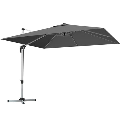 10 ft 360 Degree Tilt Aluminum Square Patio Offset Cantilever Umbrella without Weight Base-Beige