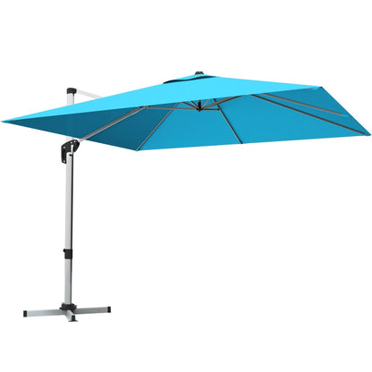 10 ft 360 Degree Tilt Aluminum Square Patio Offset Cantilever Umbrella without Weight Base-Beige