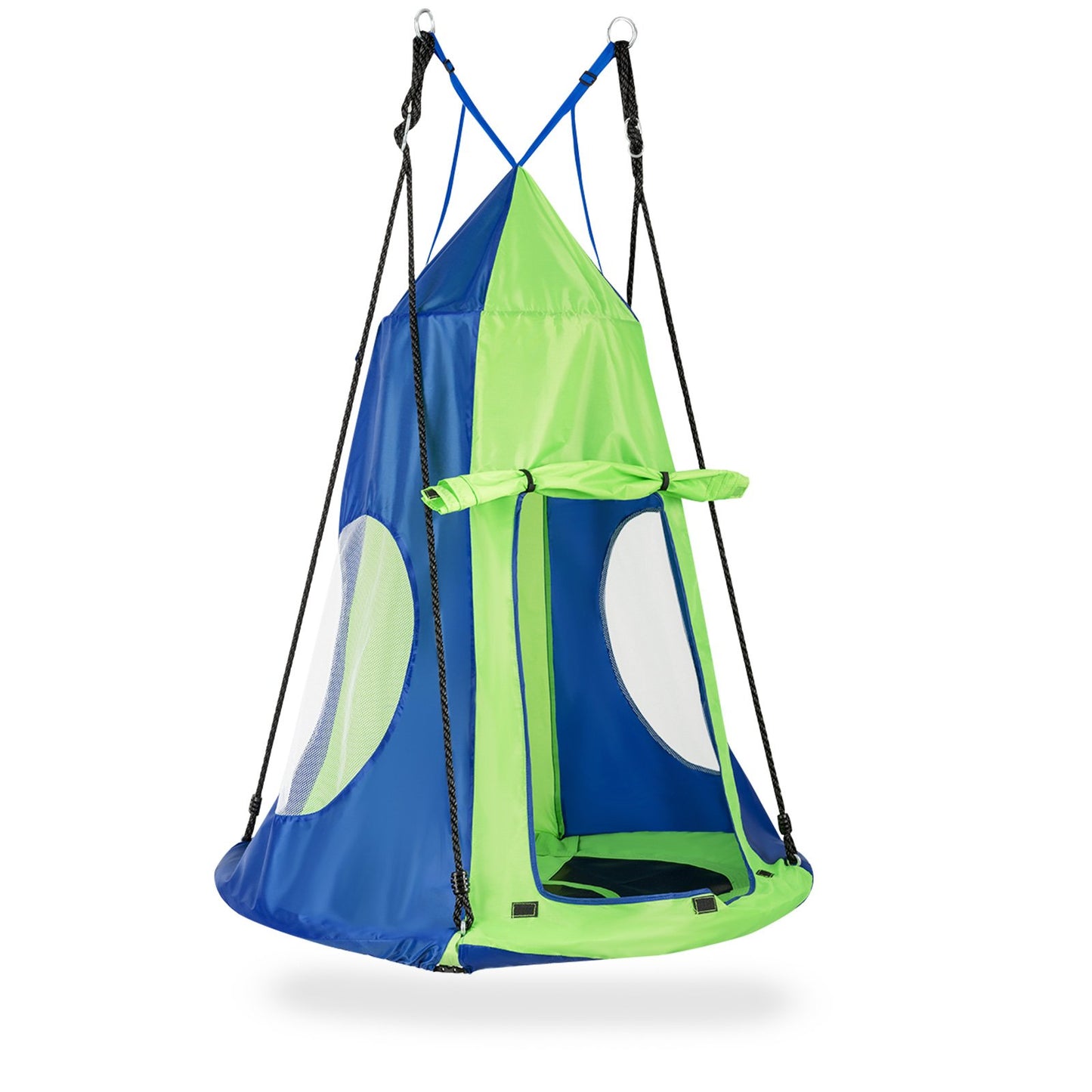 2-in-1 40 Inch Kids Hanging Chair Detachable Swing Tent Set-Blue