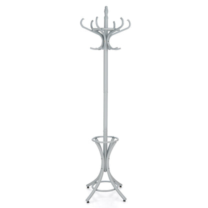 Wood Standing Hat Coat Rack w/ Umbrella Stand-Black
