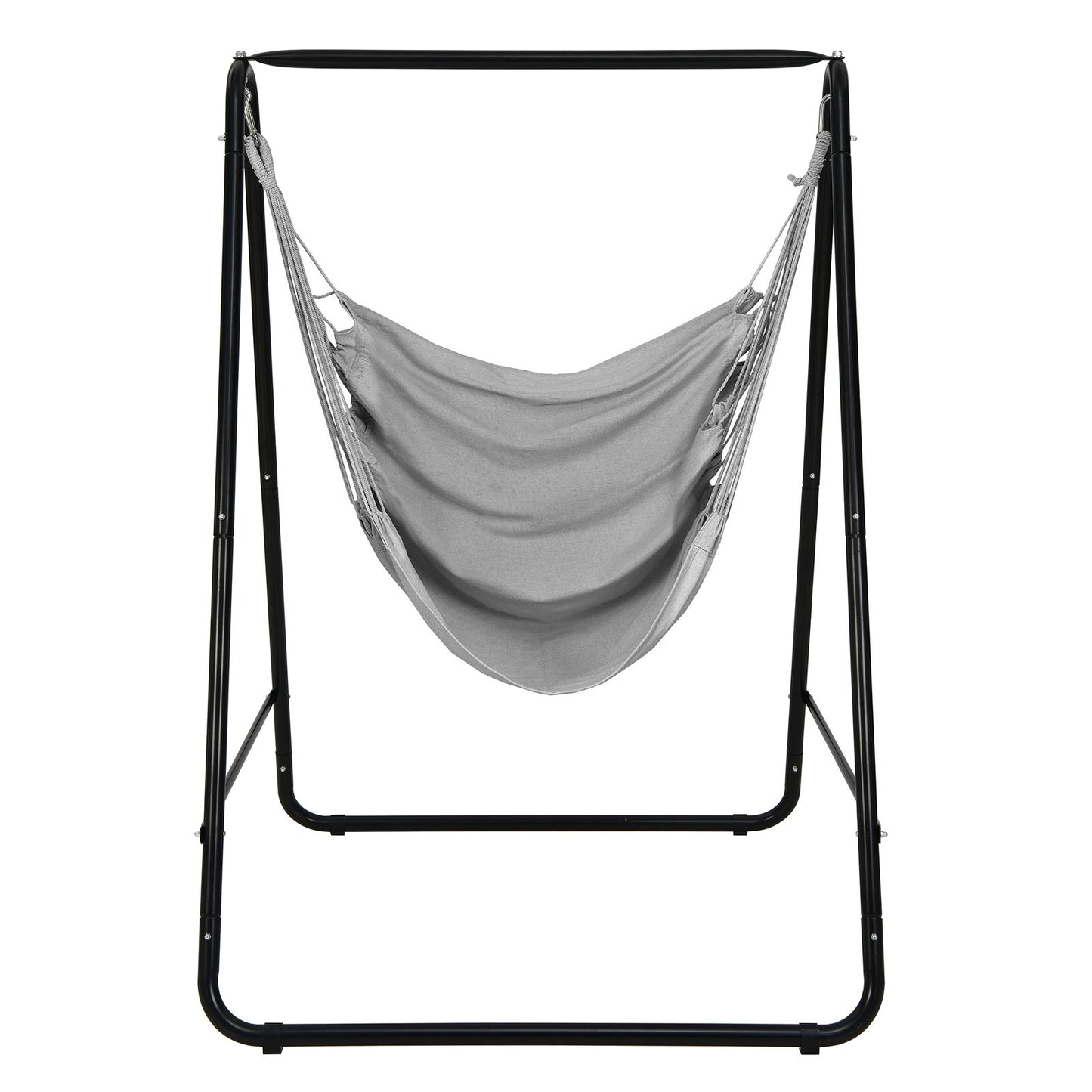 Hanging Padded Hammock Chair with Stand and Heavy Duty Steel-Beige