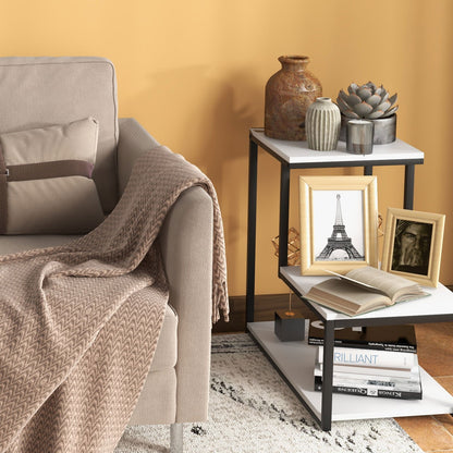 3-Tier Sofa Side Table Night Stand-Brown