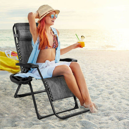 Oversize Lounge Chair with Cup Holder of Heavy Duty for outdoor-Beige