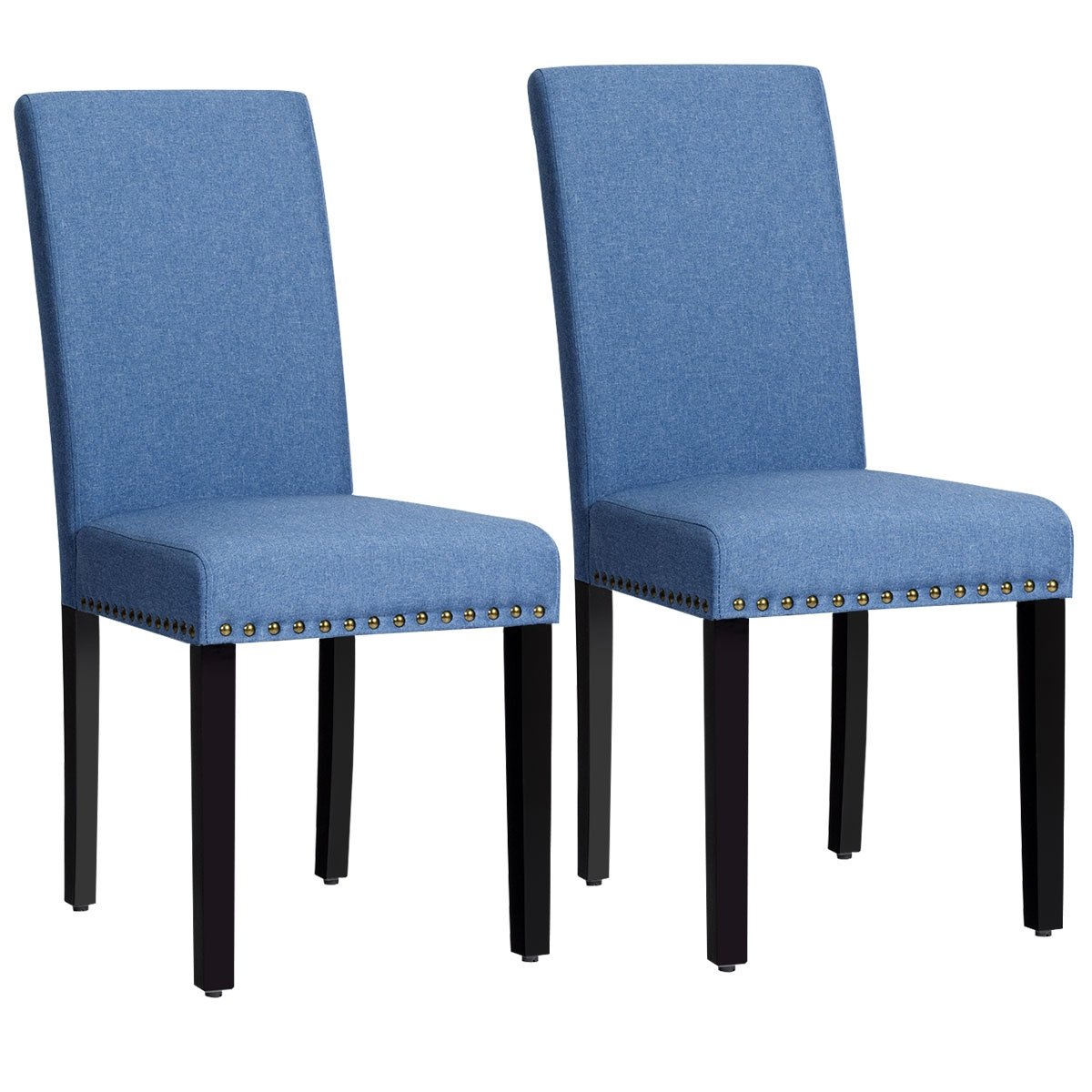Set of 2 Fabric Upholstered Dining Chairs with Nailhead-Light Sage