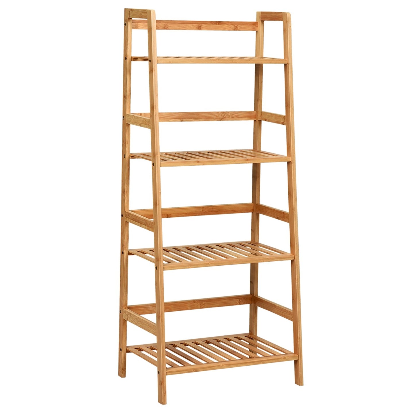 4-Tier Bamboo Plant Rack with Guardrails Stable and Space-Saving-Brown
