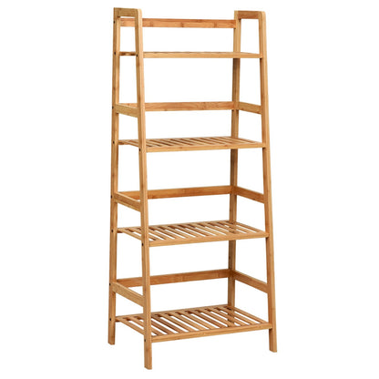 4-Tier Bamboo Plant Rack with Guardrails Stable and Space-Saving-Brown
