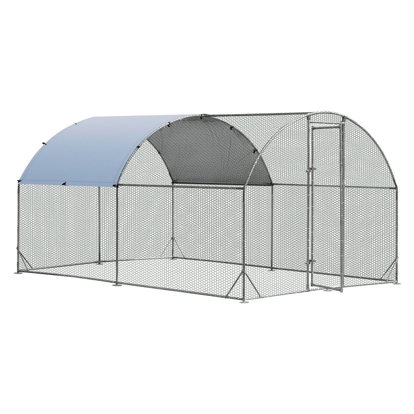 6.2 Feet/12.5 Feet/19 Feet Large Metal Chicken Coop Outdoor Galvanized Dome Cage with Cover-L