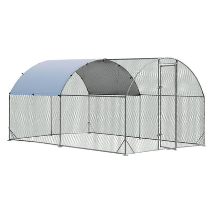 6.2 Feet/12.5 Feet/19 Feet Large Metal Chicken Coop Outdoor Galvanized Dome Cage with Cover-L