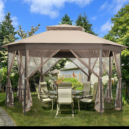 10’x 12’ Octagonal Patio Gazebo-Beige