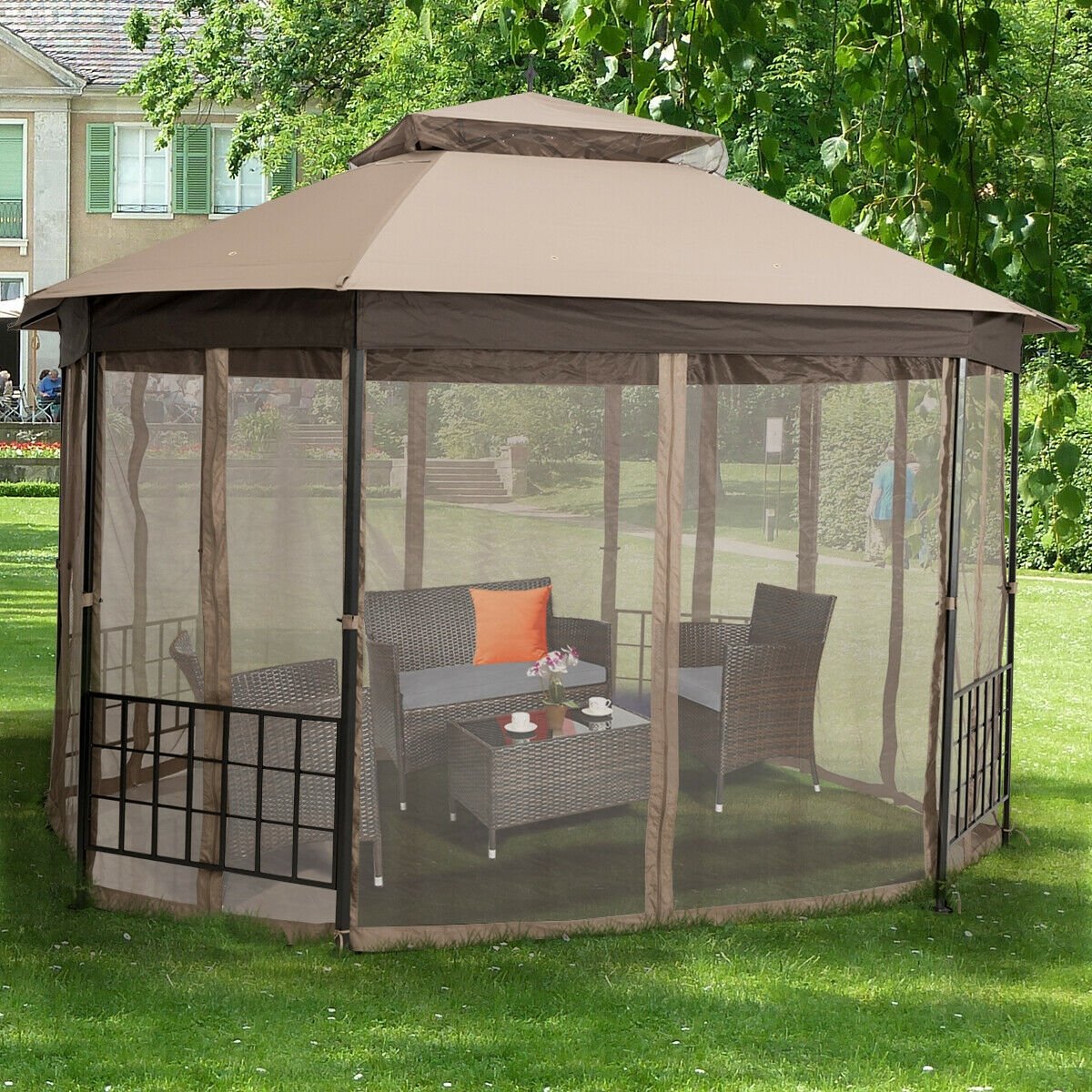 10’x 12’ Octagonal Patio Gazebo-Beige