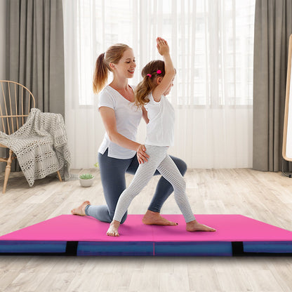 4ft x 4ft x 4in Bi-Folding Gymnastic Tumbling Mat with Handles and Cover-Blue