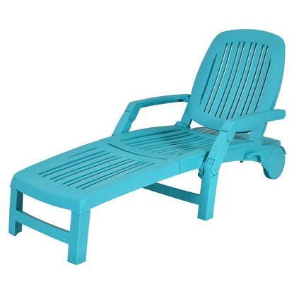 Adjustable Patio Sun Lounger with Weather Resistant Wheels-Black