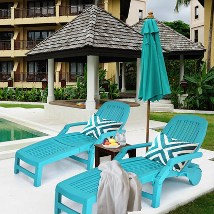 Adjustable Patio Sun Lounger with Weather Resistant Wheels-Black