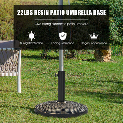 22 lbs Patio Resin Outdoor Umbrella Base with Wicker Style for Outdoor Use-Black