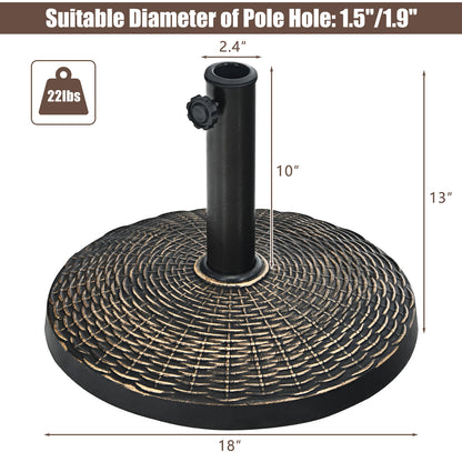 22 lbs Patio Resin Outdoor Umbrella Base with Wicker Style for Outdoor Use-Black