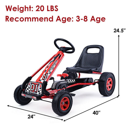 4 Wheels Kids Ride On Pedal Powered Bike Go Kart Racer Car Outdoor Play Toy-Blue
