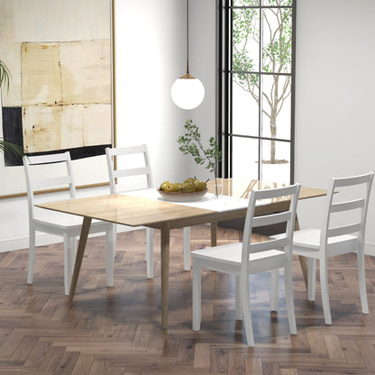 Set of 2 Wood Dining Chairs with Solid Rubber Wood Legs-Black