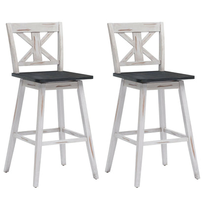 Set of 2 360-Degree Swivel Bar Stools for Home Restaurant-Black