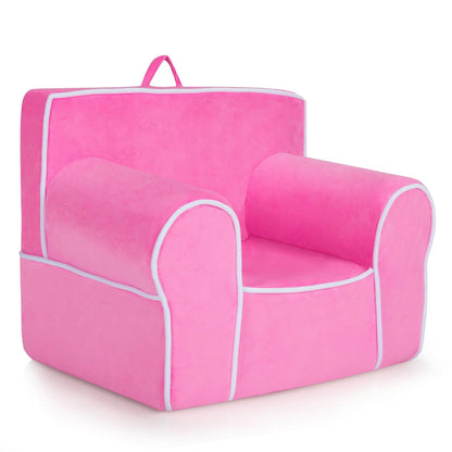 Upholstered Kids Sofa with Velvet Fabric and High-Quality Sponge-Blue