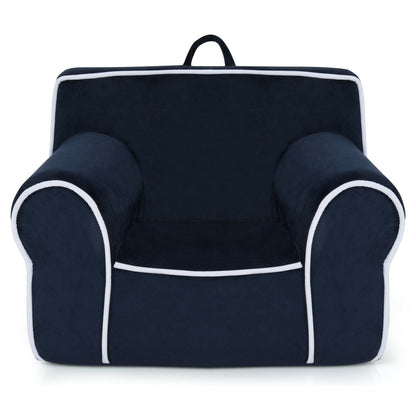 Upholstered Kids Sofa with Velvet Fabric and High-Quality Sponge-Blue