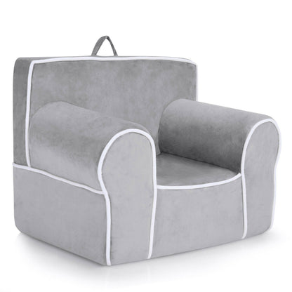 Upholstered Kids Sofa with Velvet Fabric and High-Quality Sponge-Blue