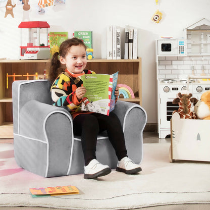 Upholstered Kids Sofa with Velvet Fabric and High-Quality Sponge-Blue