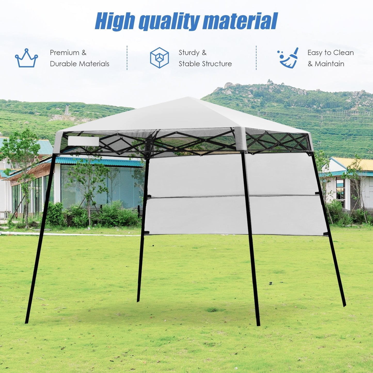 7 x 7 Feet Sland Adjustable Portable Canopy Tent with Backpack-Blue