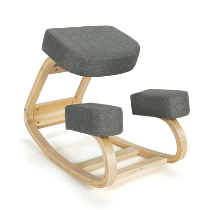 Ergonomic Kneeling Chair Rocking Office Desk Stool Upright Posture-Black
