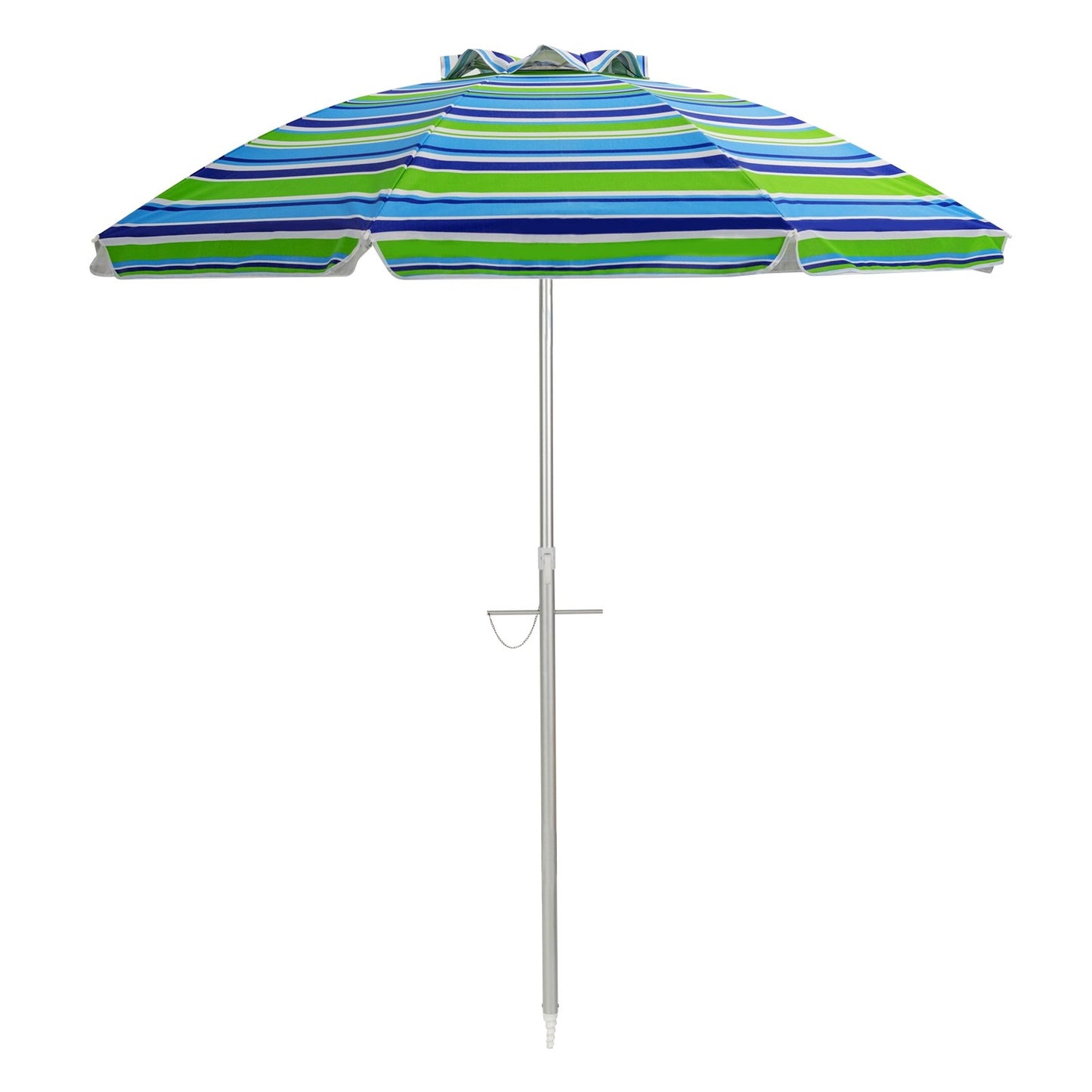 6.5 Feet Beach Umbrella with Sun Shade and Carry Bag without Weight Base-Blue