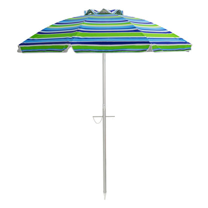 6.5 Feet Beach Umbrella with Sun Shade and Carry Bag without Weight Base-Blue
