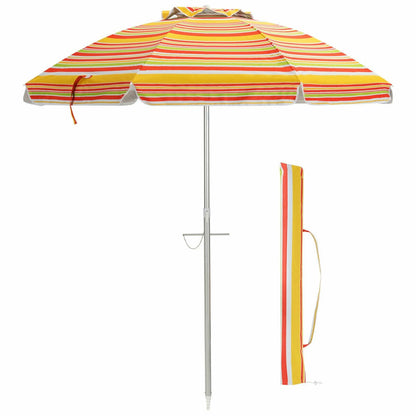 6.5 Feet Beach Umbrella with Sun Shade and Carry Bag without Weight Base-Blue