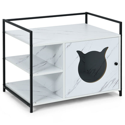 Enclosure Hidden Litter Furniture Cabinet with 2-Tier Storage Shelf-Gray