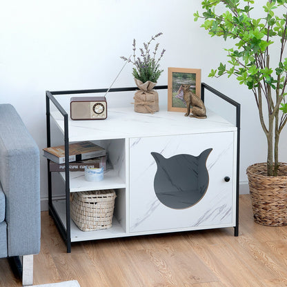 Enclosure Hidden Litter Furniture Cabinet with 2-Tier Storage Shelf-Gray
