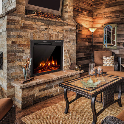 18/22.5 Inch Electric Fireplace Insert with 7-Level Adjustable Flame Brightness