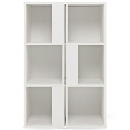 3-Tier 6 Cube Freestanding Bookcase with Anti-toppling Device-Rustic Brown