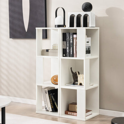 3-Tier 6 Cube Freestanding Bookcase with Anti-toppling Device-Rustic Brown