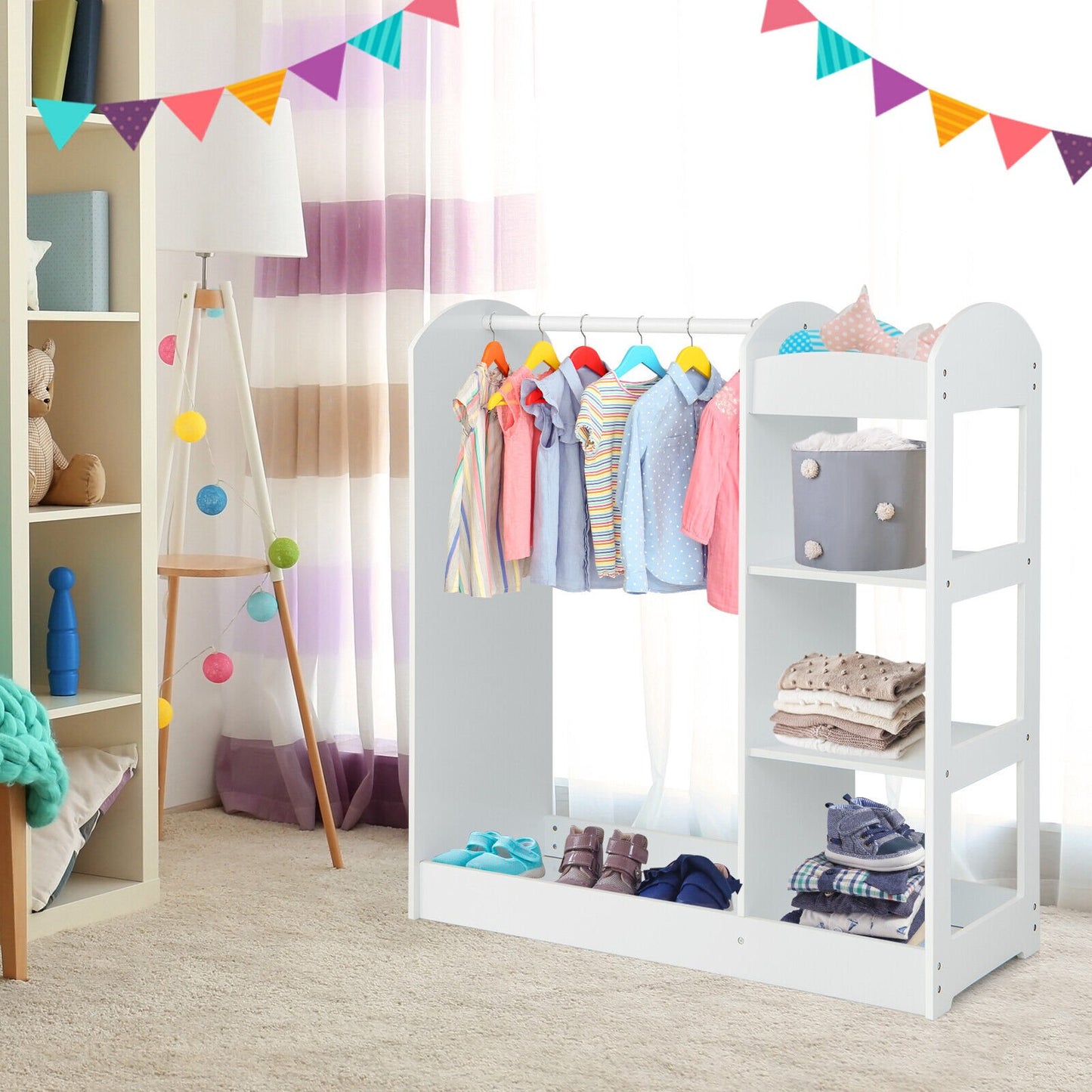 Kids Dress Up Storage with Mirror-Blue
