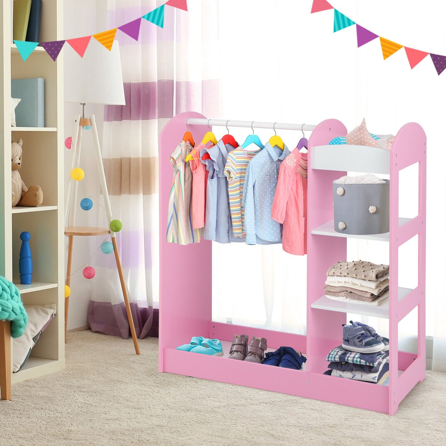 Kids Dress Up Storage with Mirror-Blue
