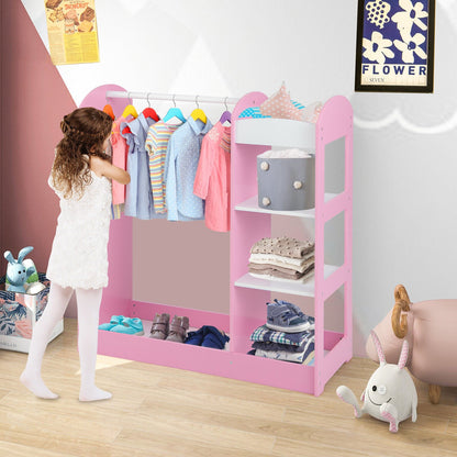 Kids Dress Up Storage with Mirror-Blue