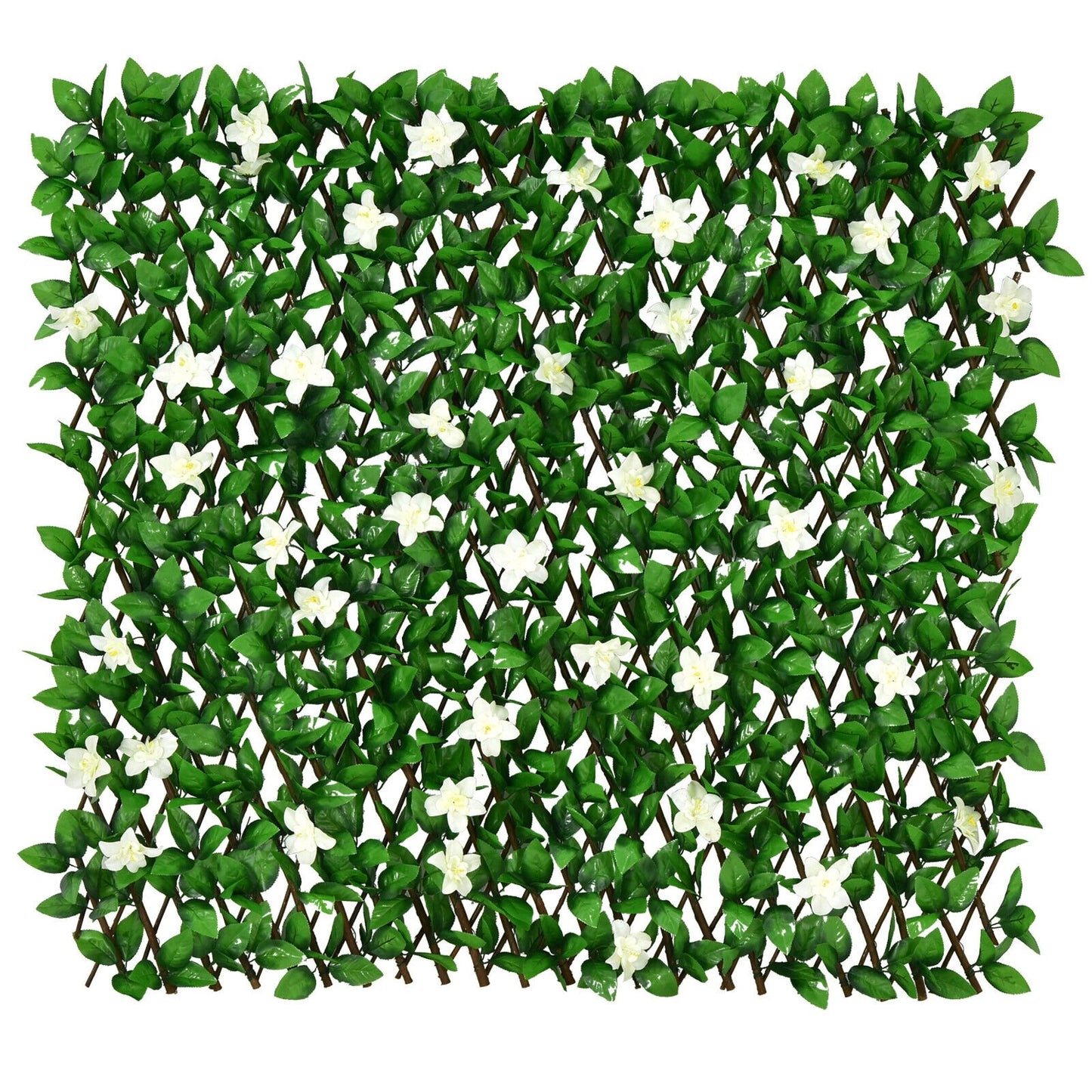 4 Pieces Expandable Faux Ivy Privacy Screen Fence Panel Pack with Flower-Purple